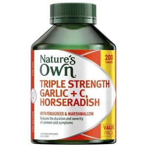 (PRE ORDER) Nature's Own Triple Strength Garlic + C Horseradish 200 Tablets Exclusive Size shelf life 2yrs